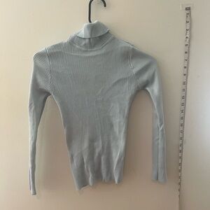 Women's Ribbed Turtleneck Sweater - Light Blue/Gray